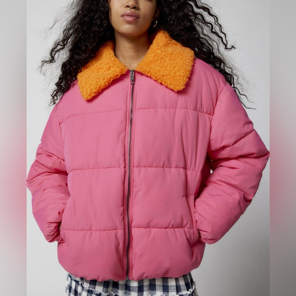 Urban Outfitters- Duckie Faux Shearling Collar Puffer Jacket